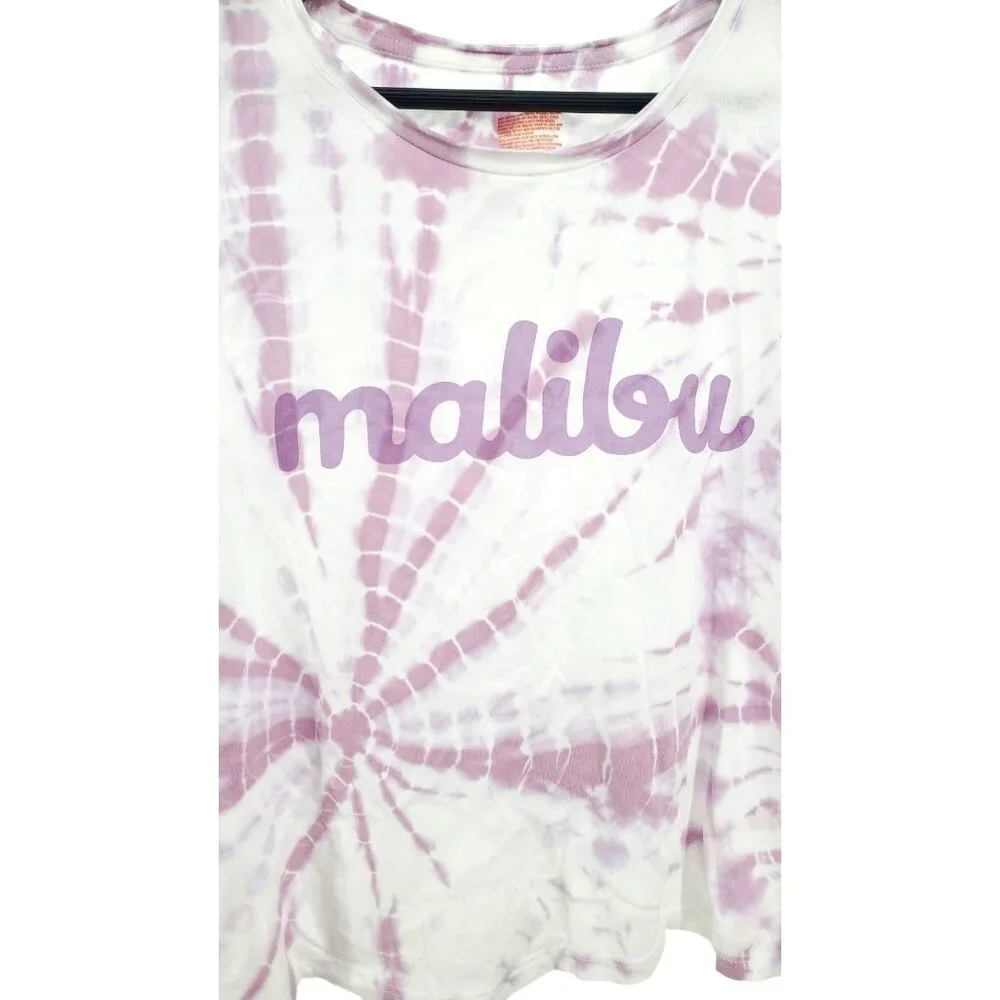 Colsie L Shirt Sleeveless Malibu Cropped Tie-Dye Lightweight Tank Cali Crop Top - Picture 10 of 13